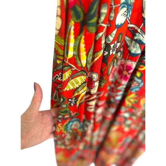 Soft Surroundings Maxi Dress Large Floral Orange Sleeveless Embroidered Resort - Picture 4 of 9